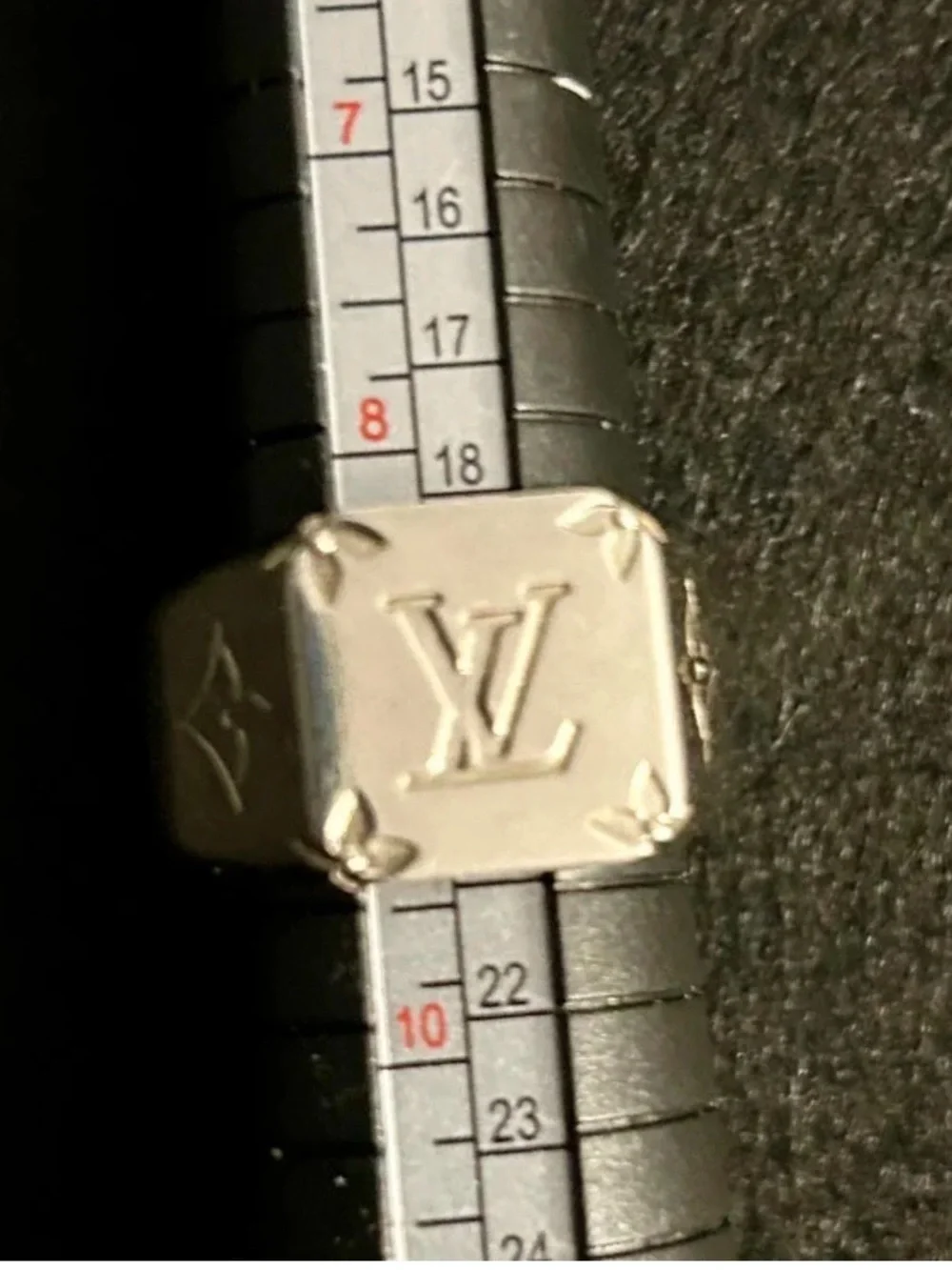 Louis Vuitton Polished Silver Monogram Signet Ring - Picture 2 of 11